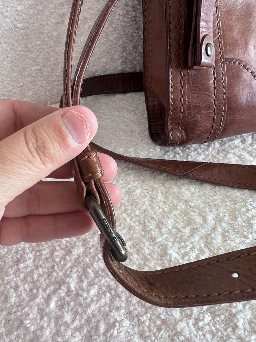 Frye Melissa‎ Zip Crossbody Leather Brown Purse Bag - Picture 5 of 15